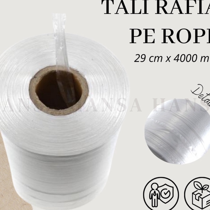 

KI3 4 mtr x 29 cm Tali Rafia Super Kuat PE Rope PUTIH 1 roll