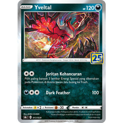 POKEMON TCG INDONESIA YVELTAL EDISI 25TH ANNIVERSARY