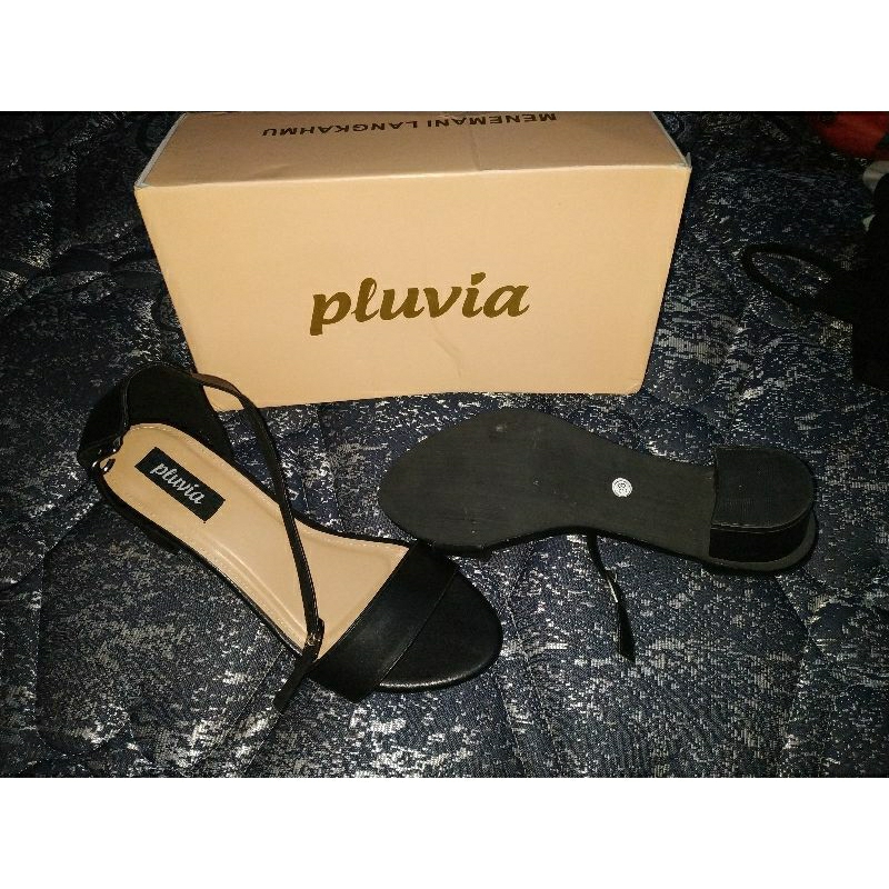 PLUVIA Heels wanita hitam 5cm