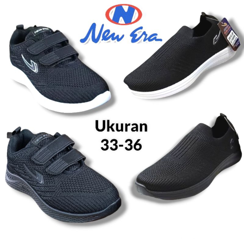 Sepatu New Era sepatu sekolah anak SD sepatu slip on sepatu perekat
