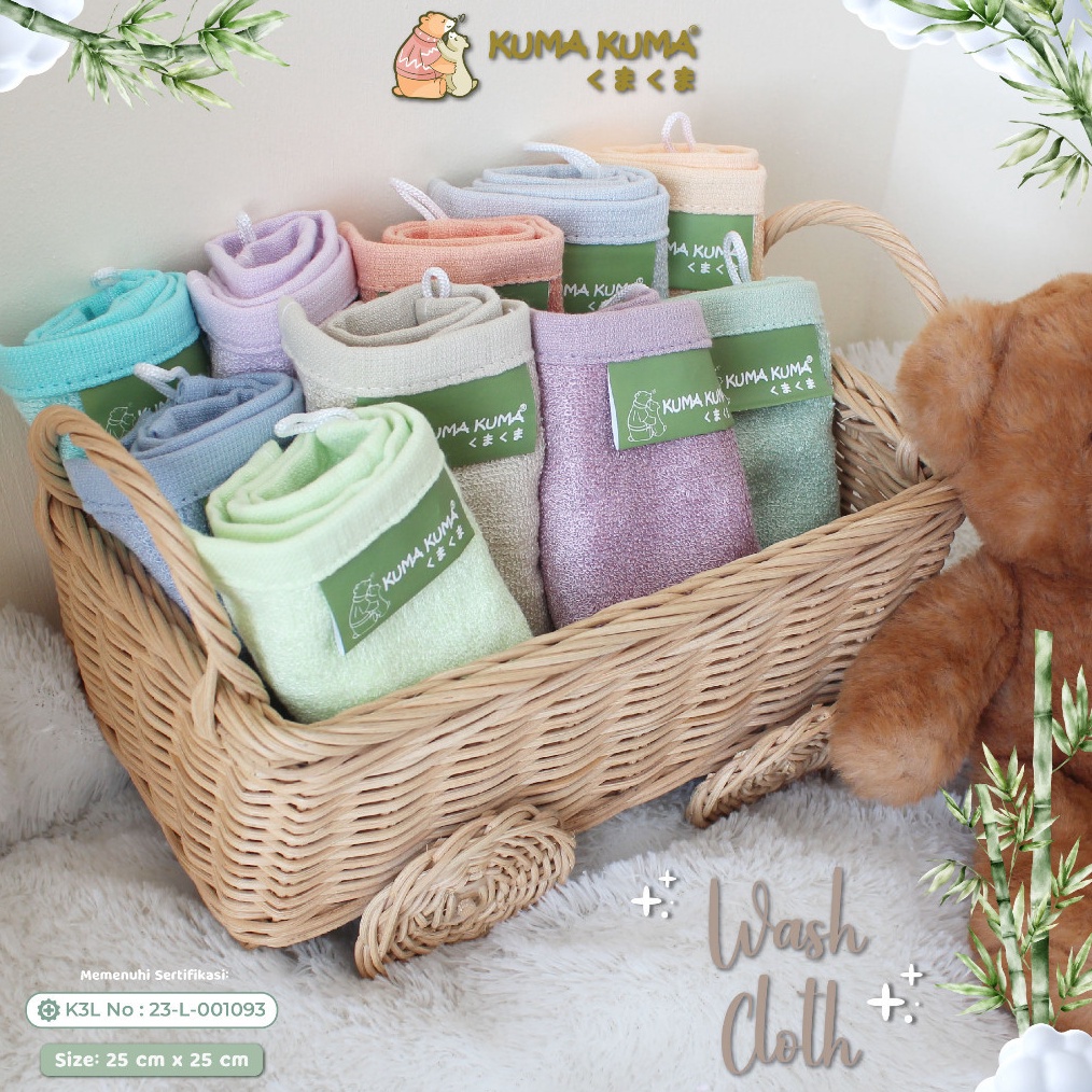 FANTASTIS KUMA KUMA  Washcloth Bamboo  Handuk Mini 4pcs 25x25cm HB281WCT  Handuk Kecil Muka