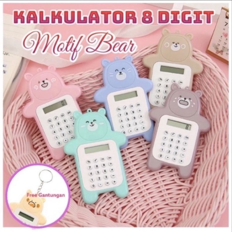 

LIMIT Gantungan Kunci Kalkulator 8 Digit Motif Bear Lucu Calculator 8Digit