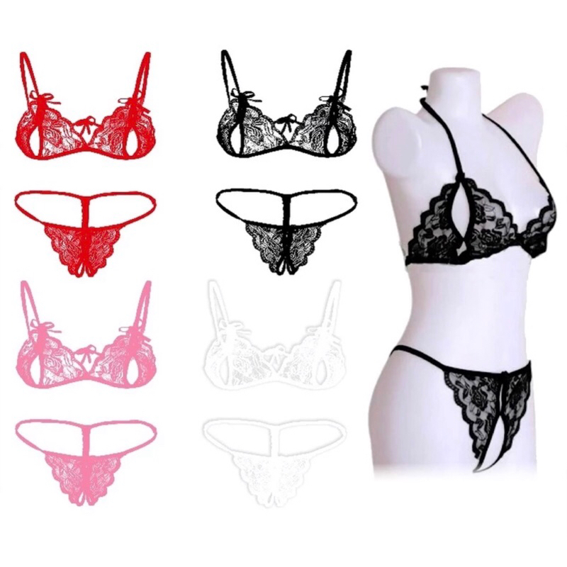 PAKAIAN DALAM WANITA KOREA FASHION SET BRA LINGERIE G-STRING BAHAN LACE WOMEN BRA SEXY BAJU DINAS MA