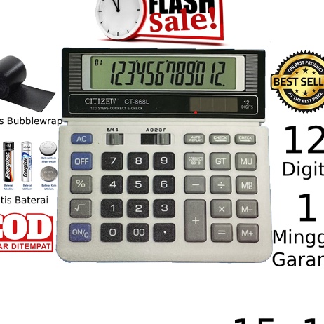 

Hematku Kalkulator CT 868L 12 Digit Calculator Check Dual 2 Power