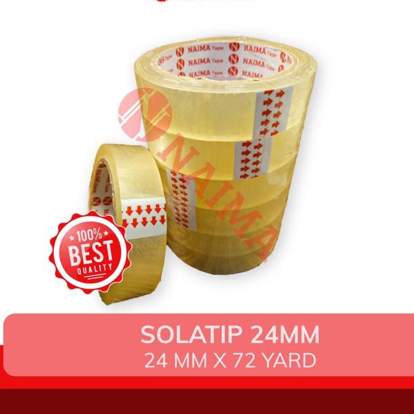 

Boom 6pcs Isolasi Selotip 1 inch x 72 YARD Solasi Solatip Lakban Bening 24mm Naima Tape