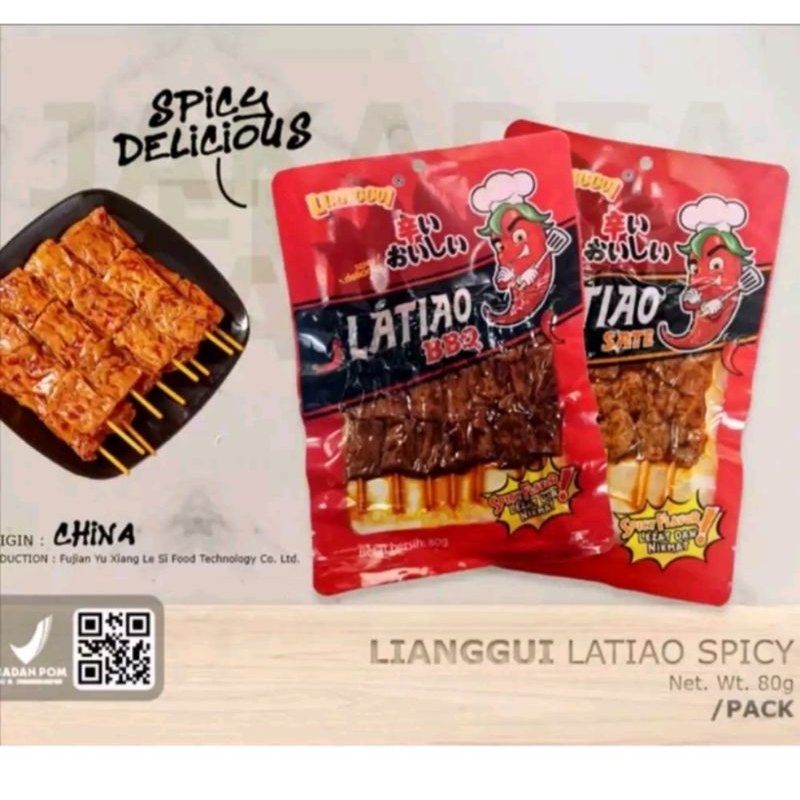 Lianggui Latiao Satay Pedas Satay BBQ Flavour 80gr Latiao BBQ Latiao Satay Cemilan Viral China Kerip