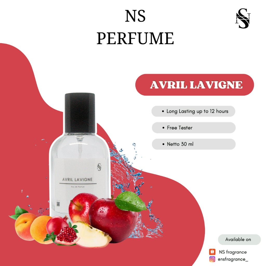 NS Perfume - Parfum 30ml AVRIL LAVIGNE Wangi Segar Fresh Tahan Lama Seharian for Unisex (Free Tester