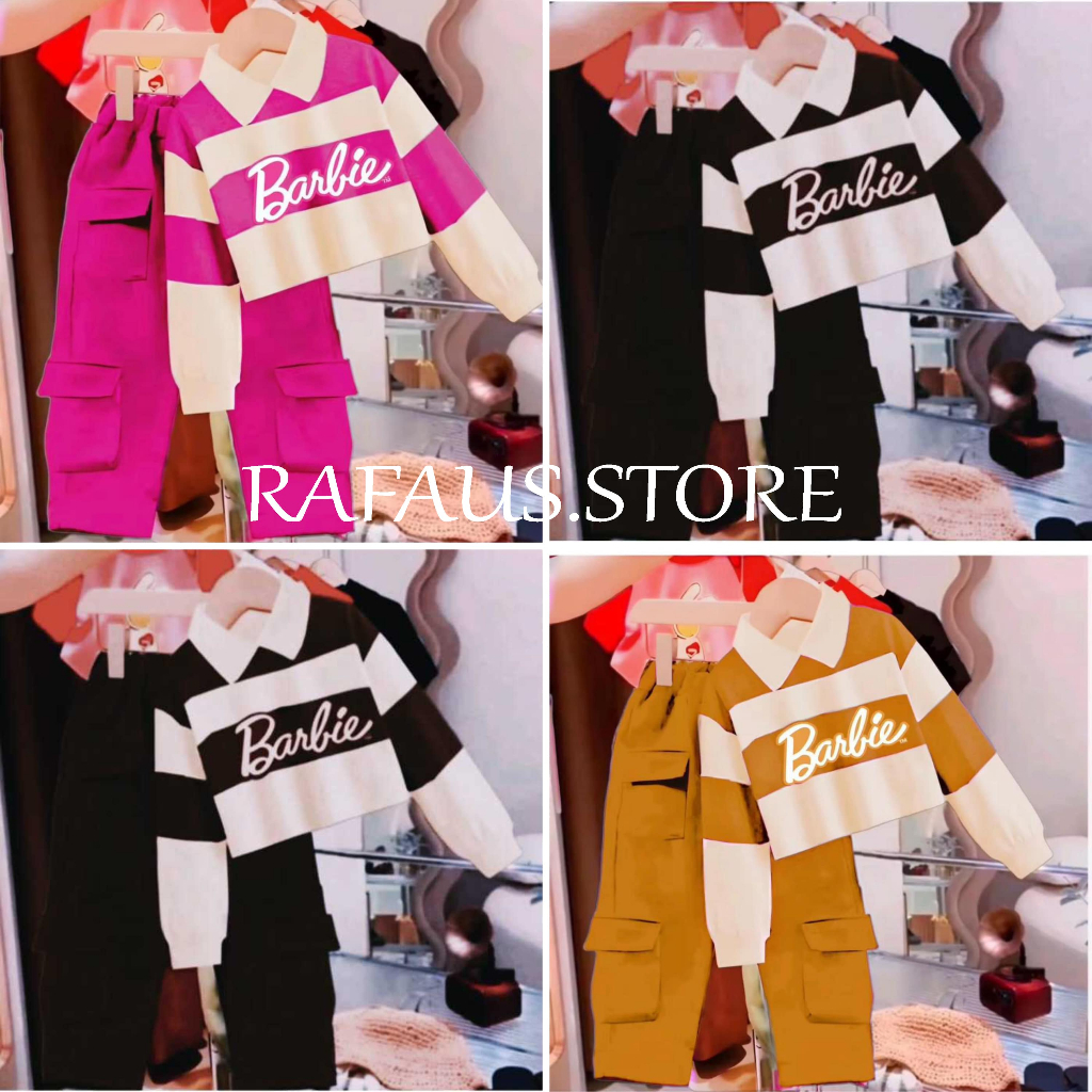 Baju Anak Perempuan Motif Barbie Setelan Anak Perempuan Crop 1-6 Tahun