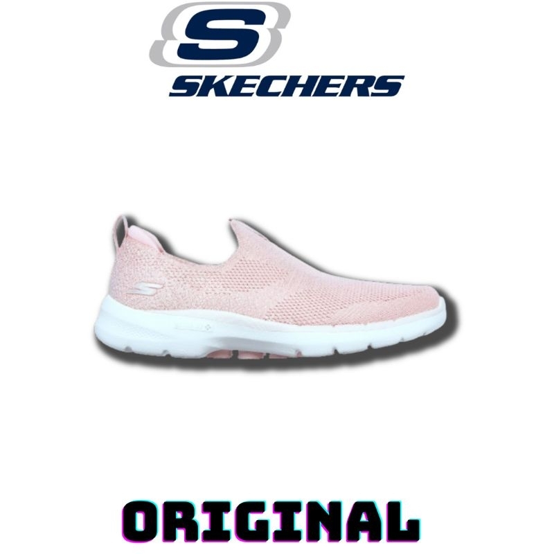 Sepatu Skechers Slip On Go Walk 6 Glimering Light Pink Women's ( 124502/LTPK ) Original
