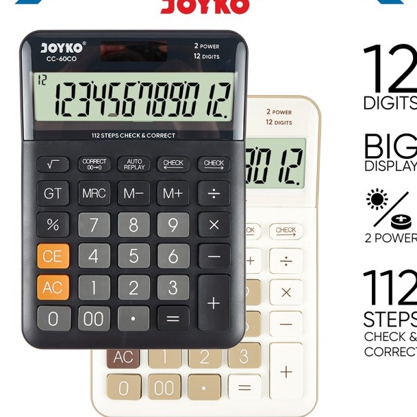 

HJ6 Calculator Kalkulator Joyko CC6CO 12 Digits Check Correct