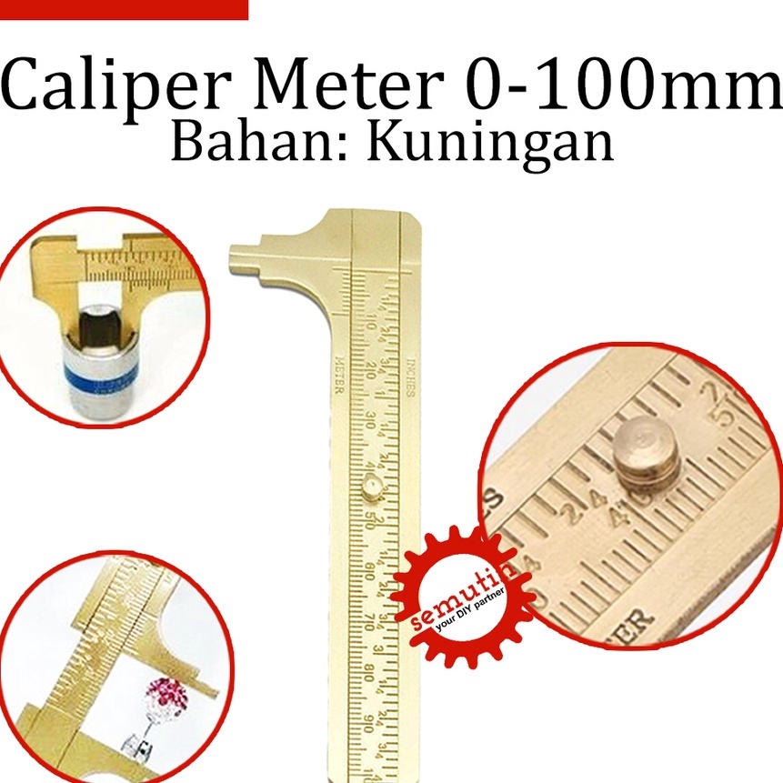 

KI3 Caliper Meter Bahan Kuningan 1mm Jangka Sorong Vernier Sigmat Pengukur Sketmat Mini
