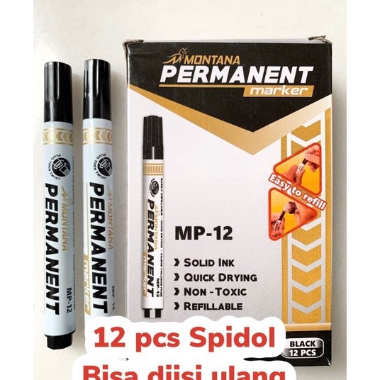

Ready 12pc SPIDOL PERMANENT MARKER HITAM SPIDOL PERMANEN MURAH
