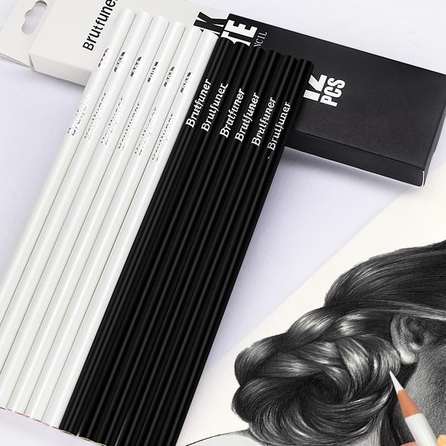 

KI3 Pensil Black White Brutfuner 12 Pcs 12 Pensil Sketsa HitamPutih