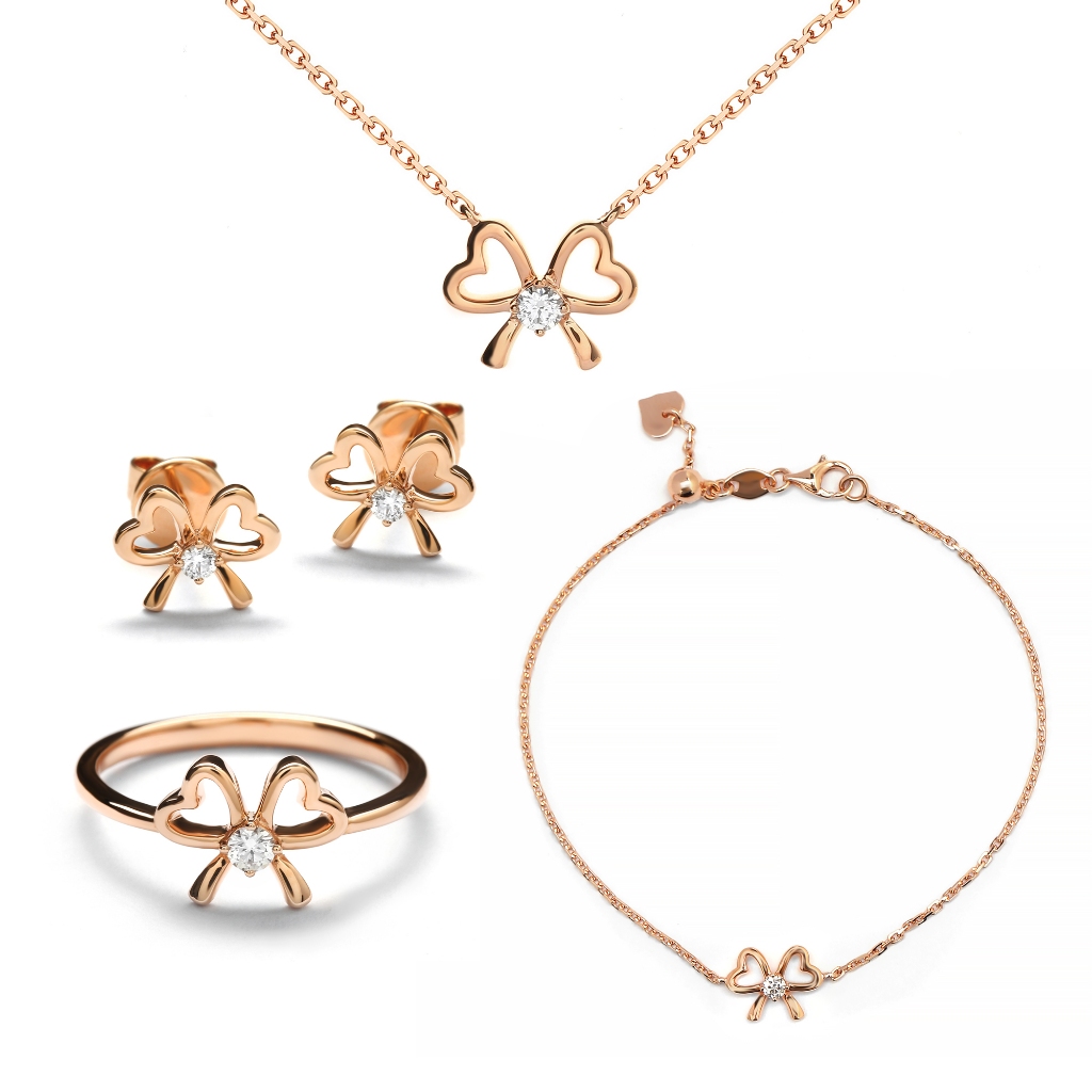 Lino and Sons - Set Perhiasan Berlian F VVS - Ribbonia Set Diamond (Royal Tea)