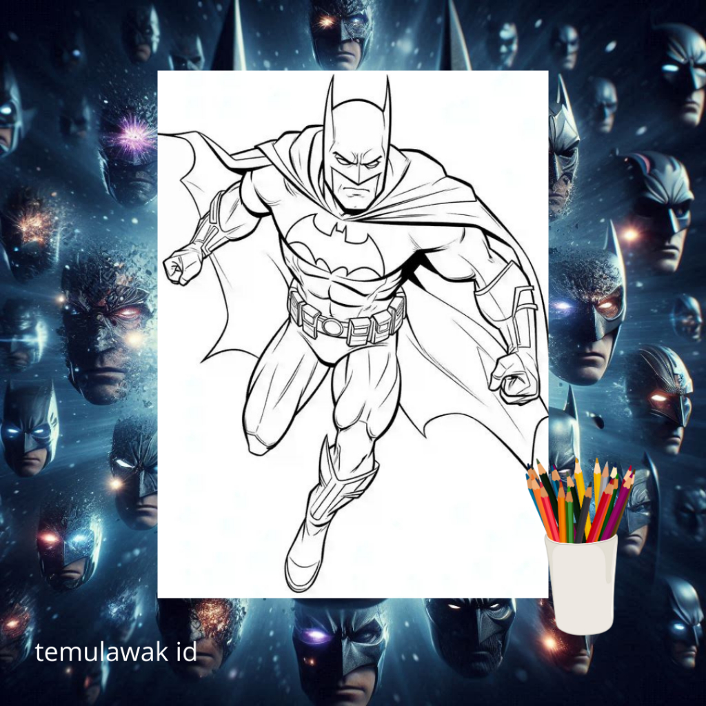 

BATMAN Kertas Gambar Mewarnai Anak Coloring Page