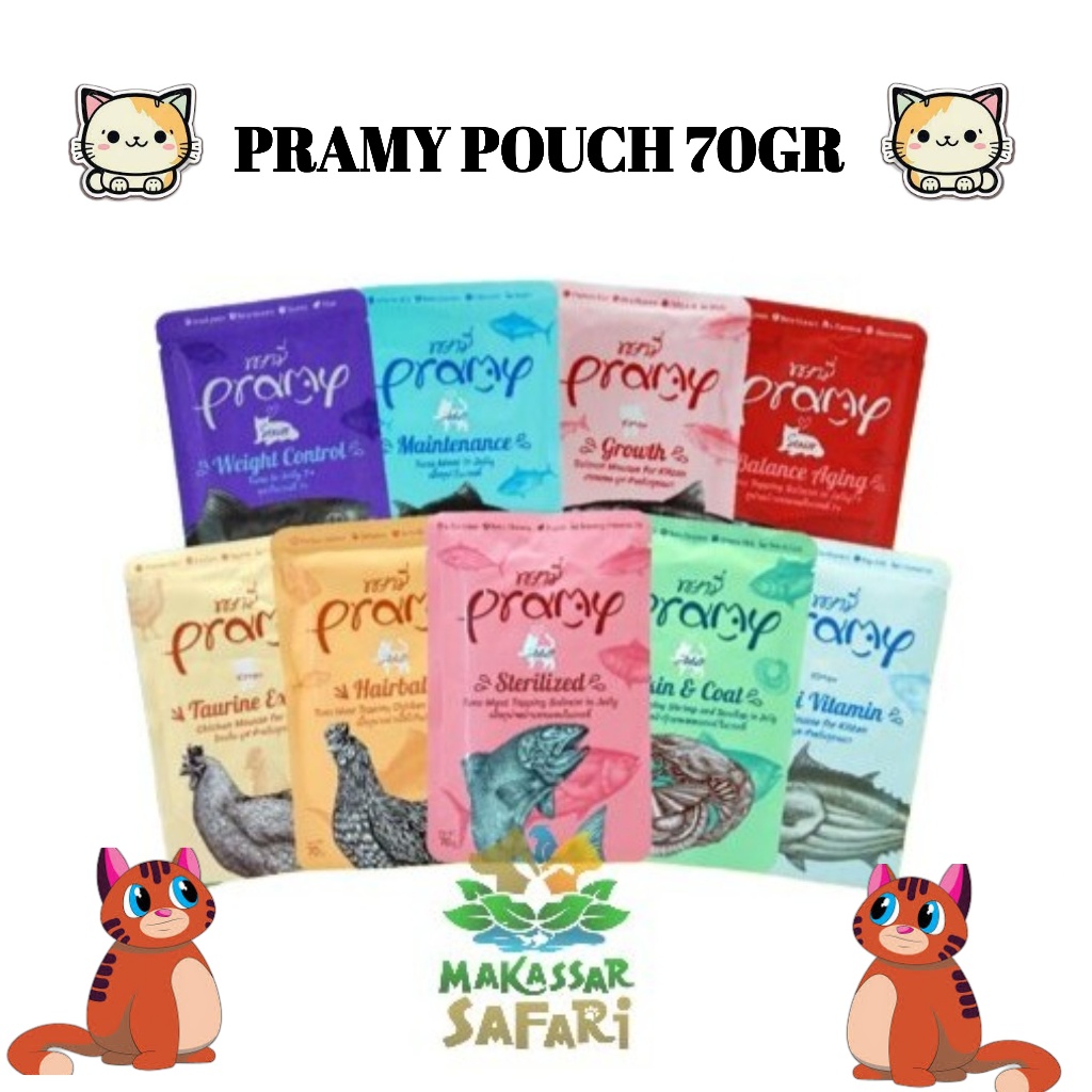 Pramy Kitten / Adult Pouch 70 gram Cat Wet Food Makanan Kucing Basah
