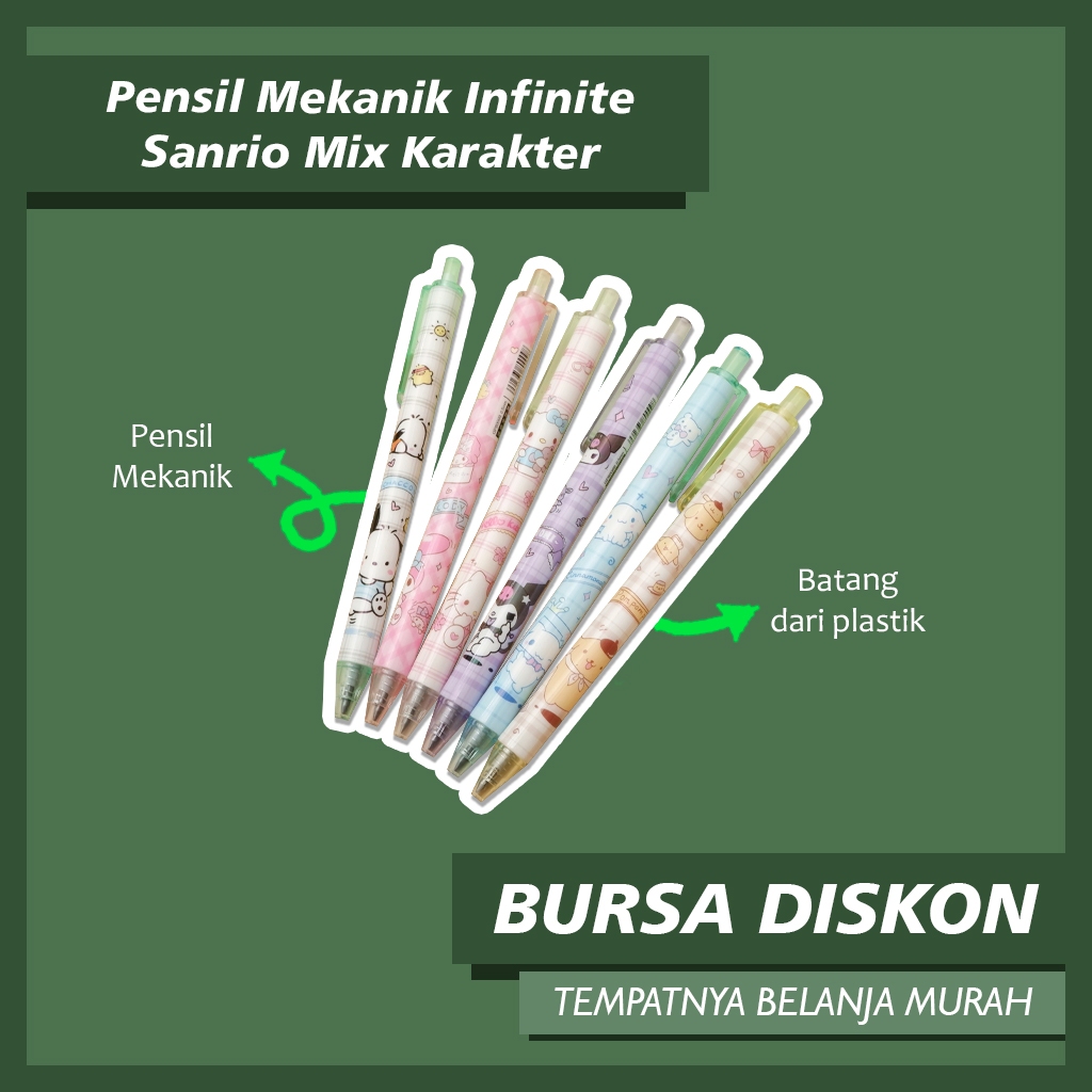 

Pensil Mekanik Infinite Eternal Pencil Sanrio PC-1198 GP80009 Mix Karakter Pensil Abadi Tak Bisa Habis