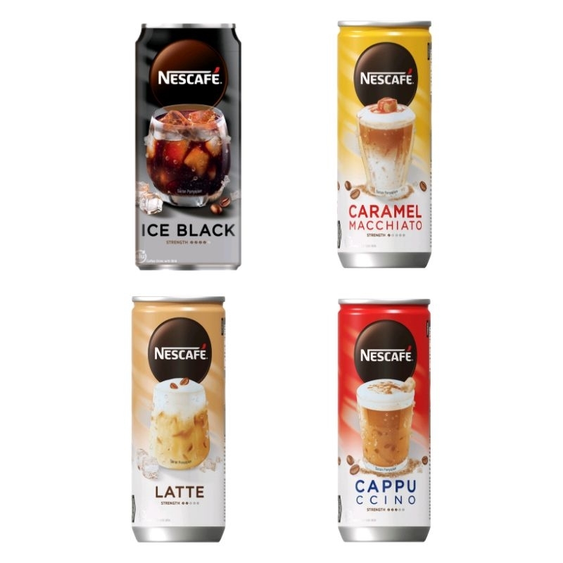 

NESCAFE Cappuccino, Latte, Caramel, Ice Black Kopi Kaleng 220 ml