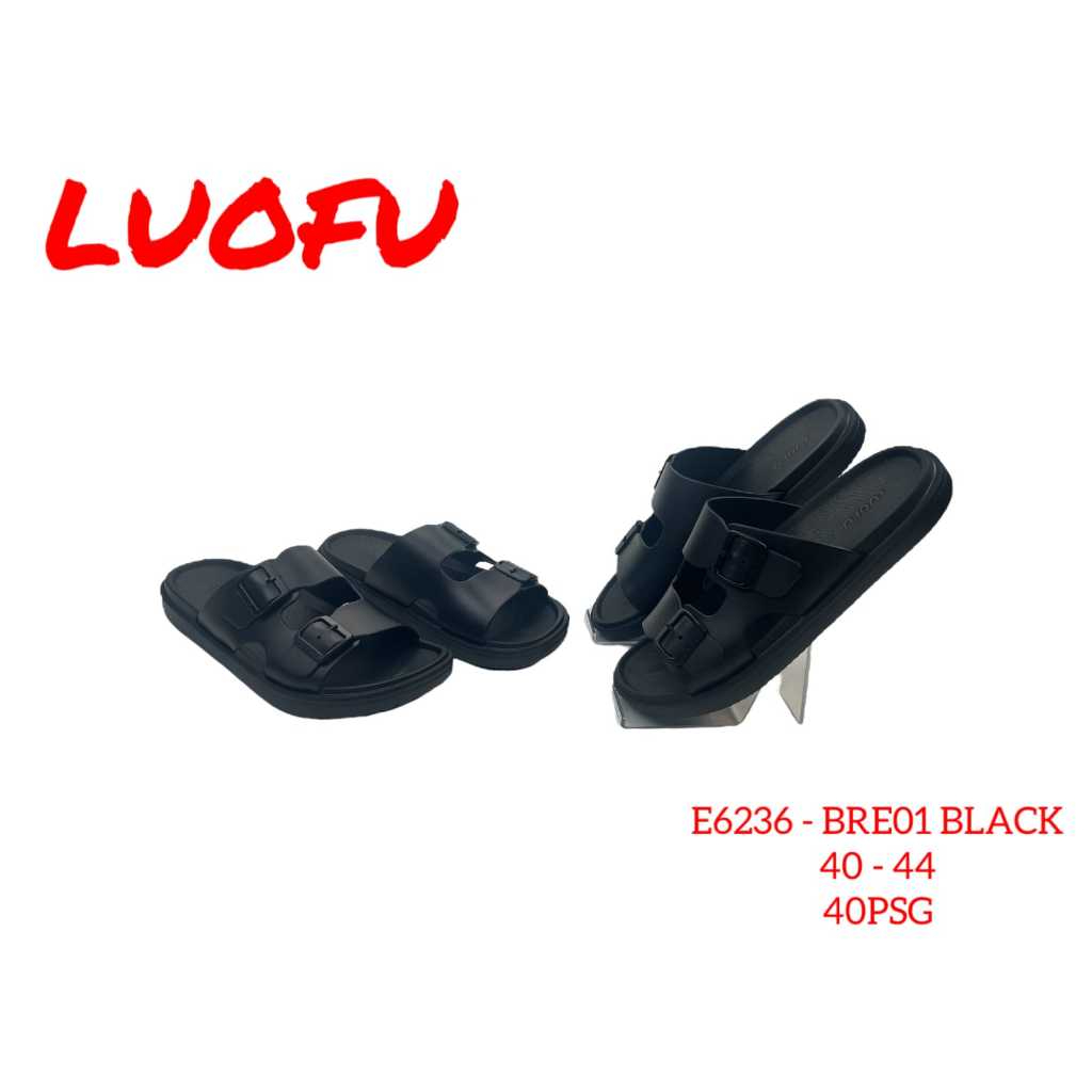 LUOFU sandal slop pria uk 40 -44 warna hitam,Sandal jepit jelly pria l Sendal jepit cowok impor