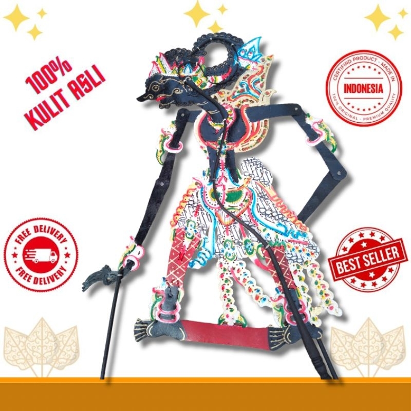 GATOTKACA/GATOTKACA HITAM Wayang Kulit sapi Asli / Wayang Kulit Gatotkaca/Gatotkaca Hitam Ukuran -+ 