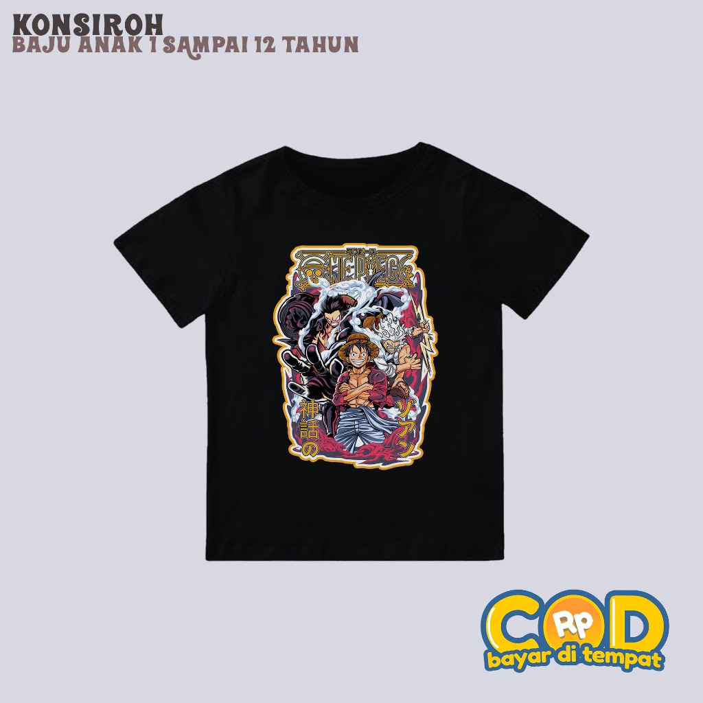 KAOS ANAK - KAOS SABLON PRINT ONE PIECE KUNING - KAOS PREMIUM ANAK ANAK - BAJU ANAK ONE PIECE - BAJU