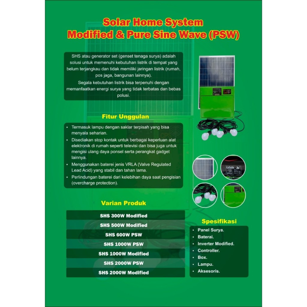 PAKET 500W SHS SOLAR HOME SYSTEM MODIFED RAKITAN KHUSUS