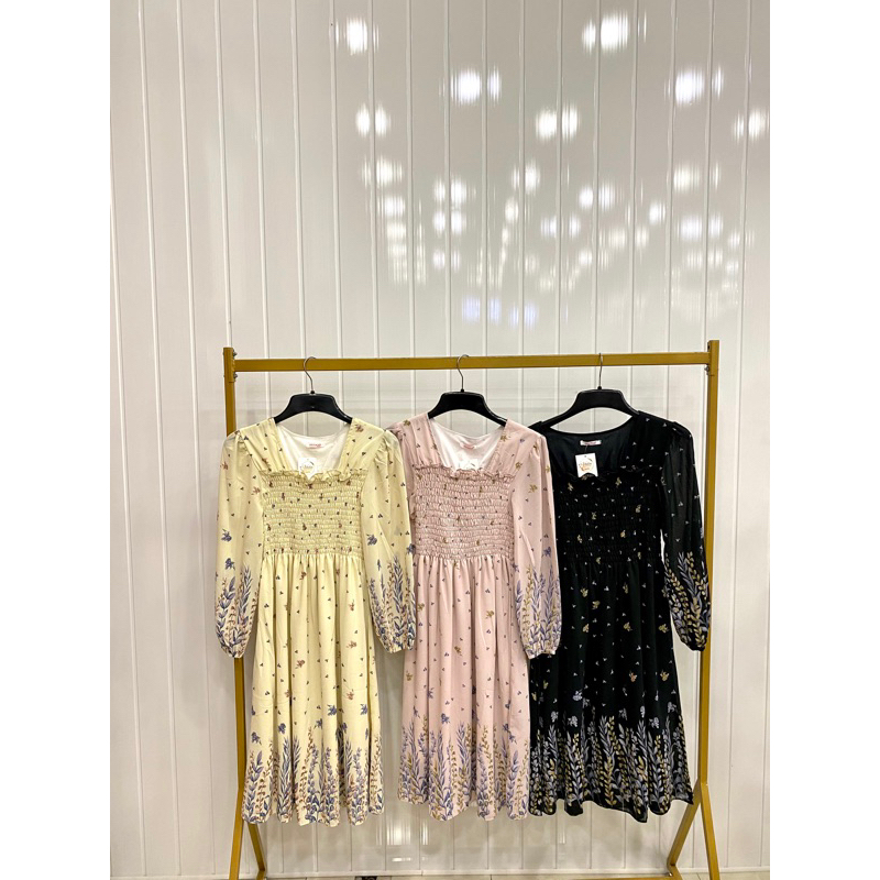 DEVI TUNIK MOTIF BAHAN SIFON/CERUTY MODEL SMOK DADA LENGAN KARET PAJANG TERVIRAL CANTIK ATASAN WANIT