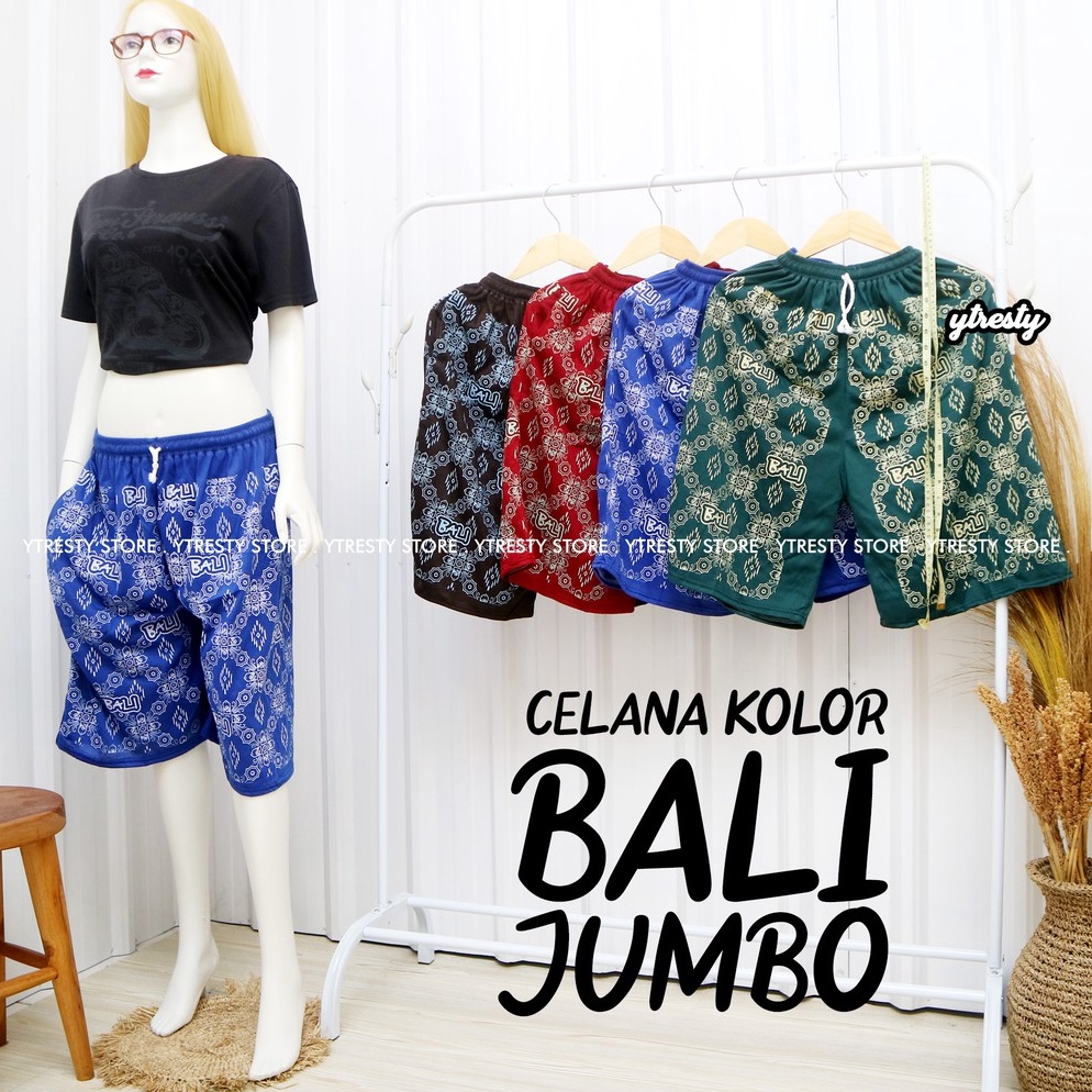 V42 Celana Pendek Kolor Motif Batik Bali Jumbo  Celana Pendek Wanita Jumbo Langsung Order Gan