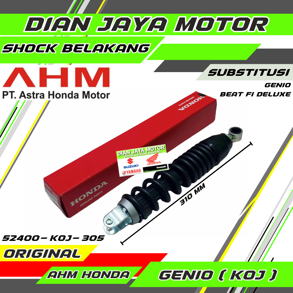 Shock Breaker Belakang AHM KOJ Honda Scoopy fi esp .Genio Beat Deluxe Beat new 52400-KOJ-305 Ori Hgp