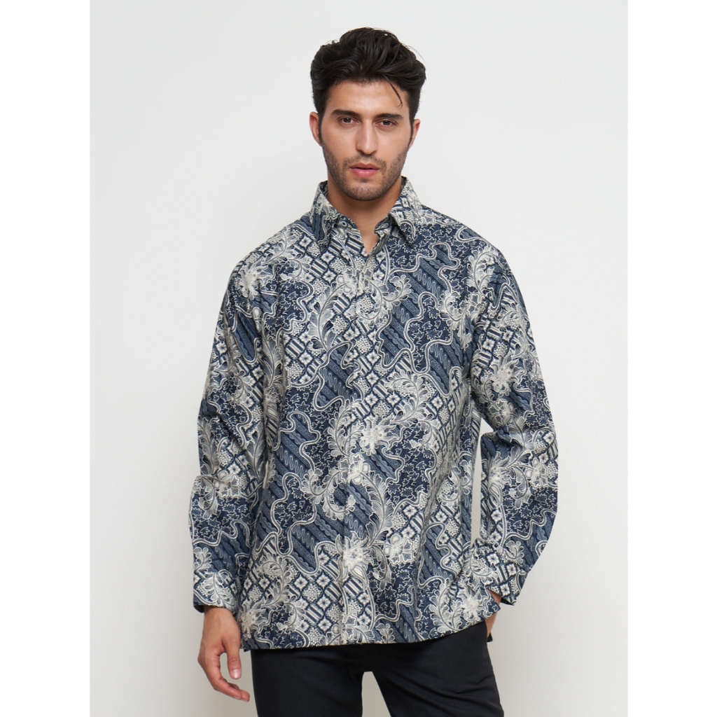 [Krisna Wahyu] Batik Pria Lengan Panjang - Grey