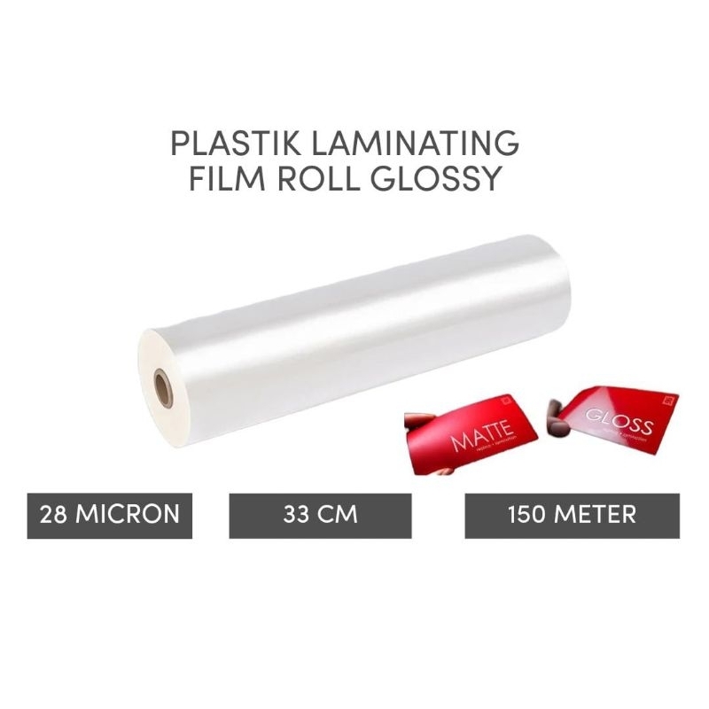 

Plastik Laminasi Panas Roll Glossy 28 Mic (33 cm x 150 meter) | Plastik Laminating Roll Bopp Thermal