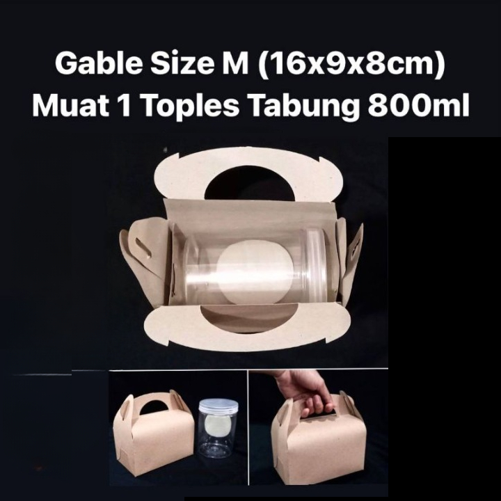 

( 10 pcs ) Gable Box Jinjing Packaging Kue Kering Ukuran 16x9x8 cm Dus Muat Toples Tabung 800ml