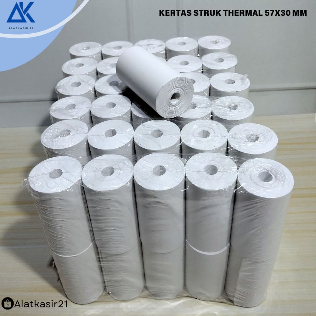 

KERTAS STRUK THERMAL 57 x 30 MM WITH CORE 1PAK (10 ROLL)/ PAPER ROLL TERMAL EDC /THERMAL PRINTER BLUETOOTH