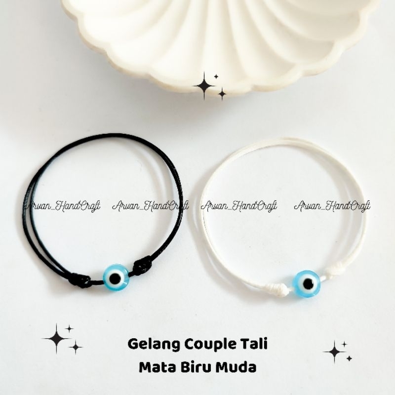 Gelang Couple Mata Dewa Biru Muda // Gelang Tali Anti Air Biru Muda