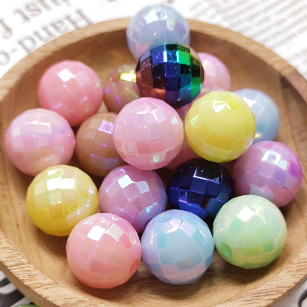 4 pcs Beads BOLA DUNIA SOLID UV 16mm / Lampu Disco Disko / Boldun Bulat Parel Akrilik Holo Kilap Kil