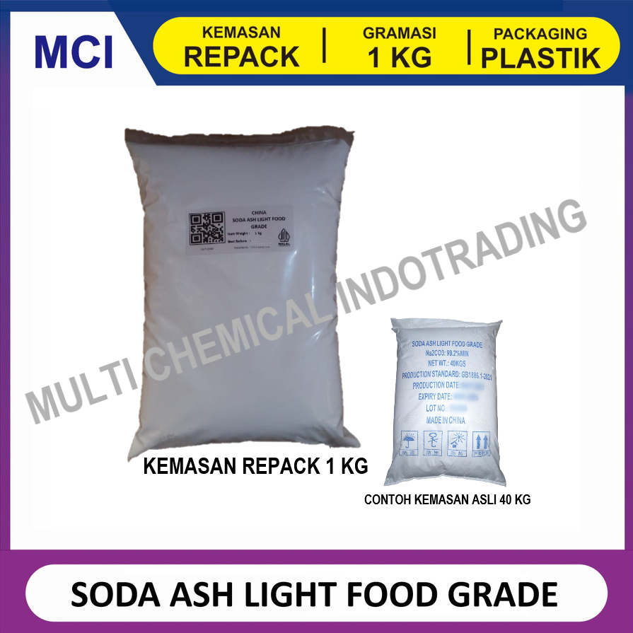 SODA ASH LIGHT FOOD GRADE ex. CHINA. 1kg