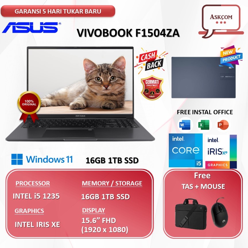 Laptop ASUS Vivobook 15 F1504ZA Intel Core i5 1235U 16GB RAM 1TB SSD 15.6” FHD Windows 11