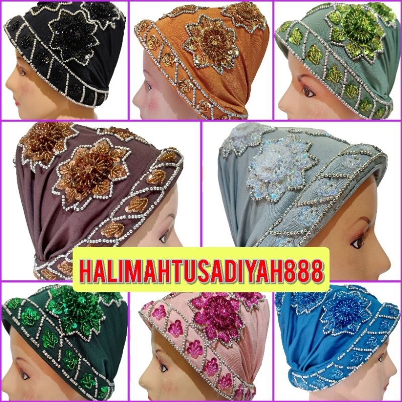 kerpus Ciput topi nenek hijab turban praktis umroh haji Payet mewah cantik lebaran  bisa cod