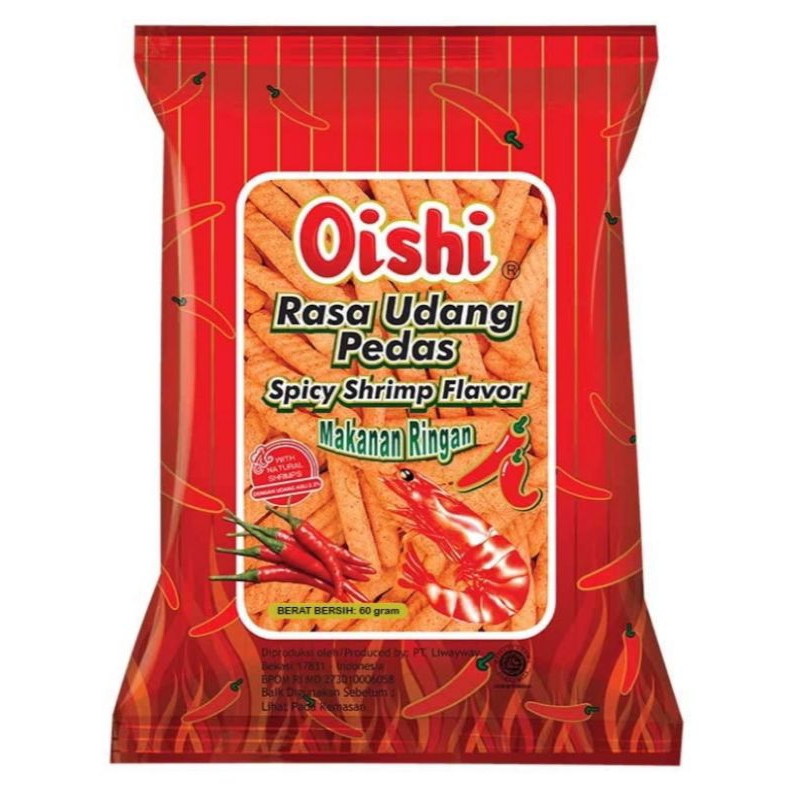 

Oishi Kraker Udang Pedas Makanan Ringan 60 g