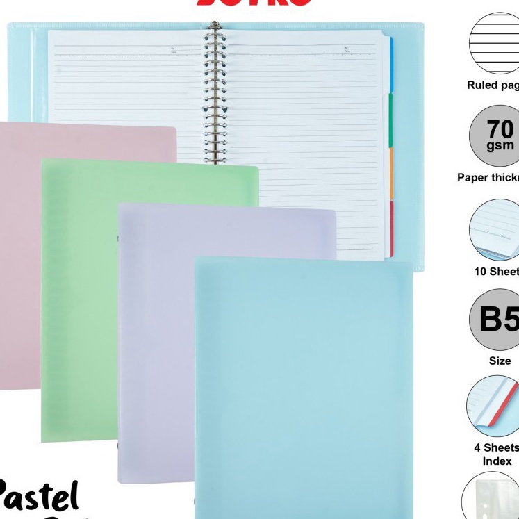 

KF7 Binder Note B5 Joyko MHPT 143 Warna Pastel 26 Holes Lubang Satuan