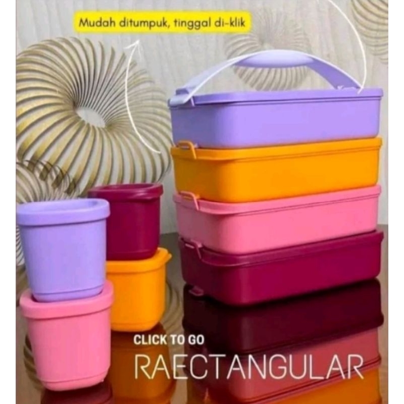 Click to go/Click to go rectangular/bekal Tupperware/rantang Tupperware