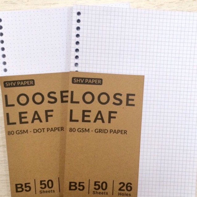 

HJ6 LOOSE LEAF B5 HVS WHITELINES BROKENWHITE 1gsm GRID DOT LINED PLAIN
