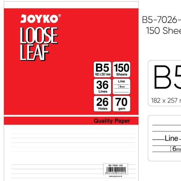 

Hot Loose Leaf Joyko B5 15 Lembar Bergaris Kertas Isi Binder 7 Gsm 36 Lines 26 holes Grosir Murah Satu Pak