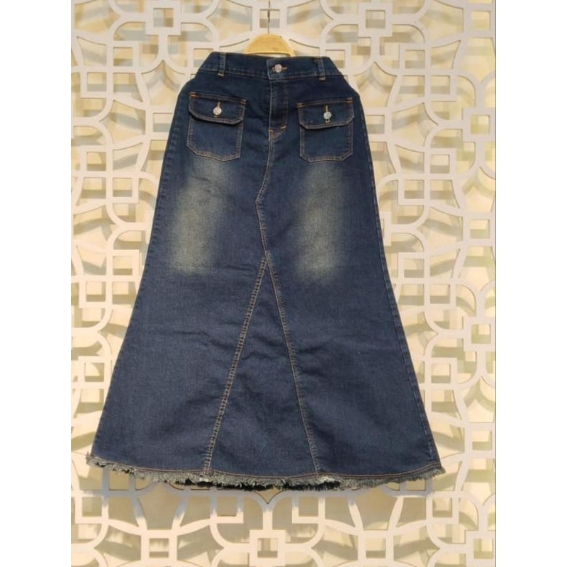 Rok jeans saku depan bangkok import x ab