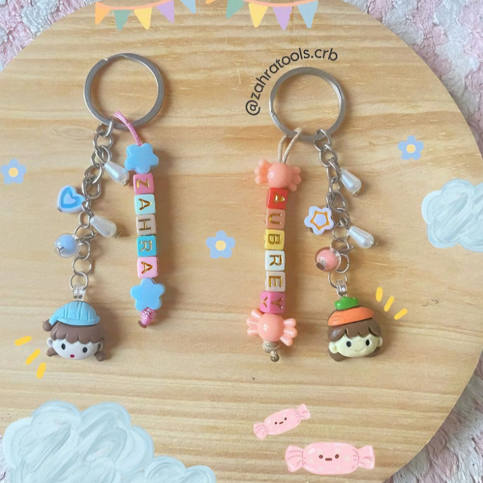 Ring Key Chain | Gantungan Kunci Custom Nama | Beads Key Chain | Gantungan Tas Custom Nama