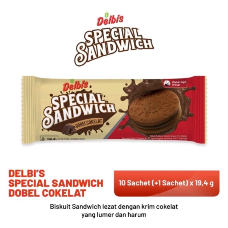 

Delbis Special Sandwich Dobel Coklat (10 Sachet x 19.4 gram)