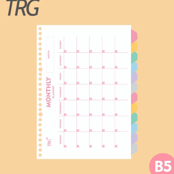 

HJ6 TRG Pembatas Binder Loose Leaf B5 TRG 26 Holes 12 Tab Monthly Planner To Do List Divider Paper