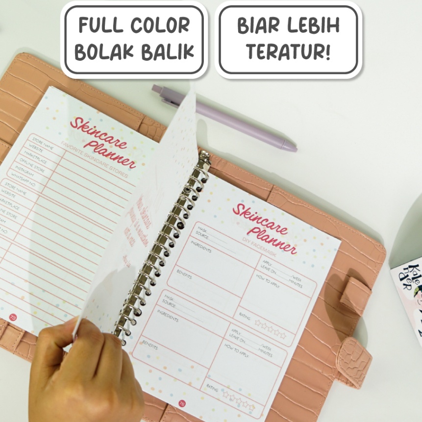 

Potongan Skincare Planner Loose Leaf Rencana Harian Skincare Kertas Binder A5 B5 1 Gsm Refill Binder Loose Leaf