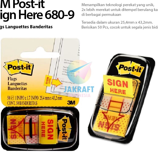 

Potongan 5 Lembar 3M POSTIT 689 SIGN HERE isi 5 Sticky Note Memo Tempel Bahan Plastik