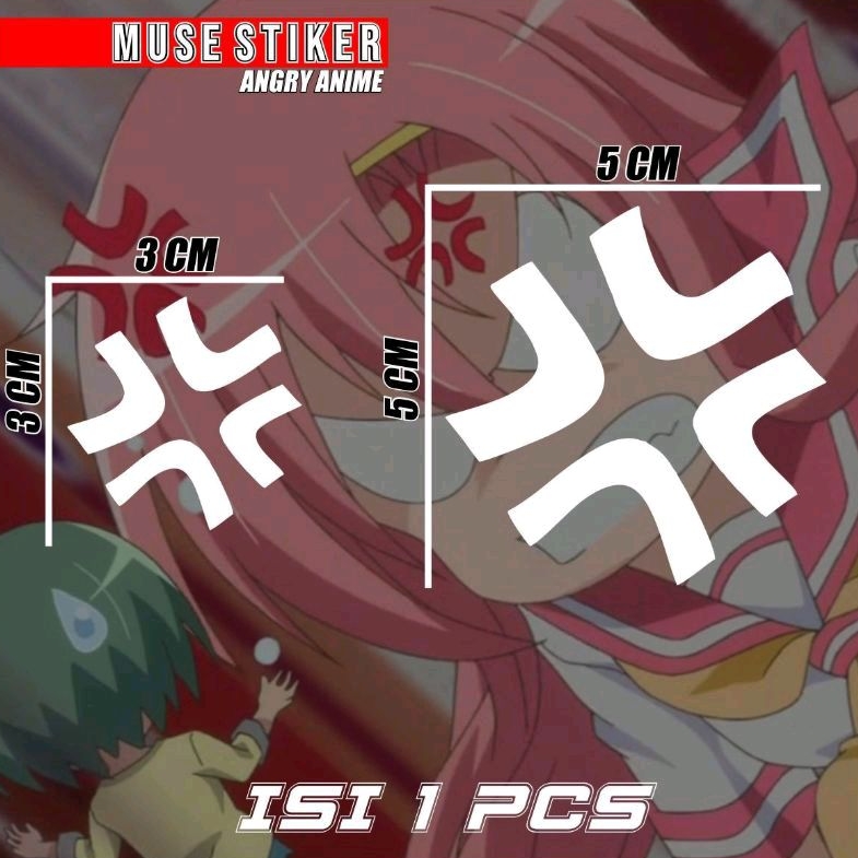 Sticker Efek Marah Anime Angry Face Kawaii Jepang Keren - Sticker Angry Anime Cutting Motor Lucu - S